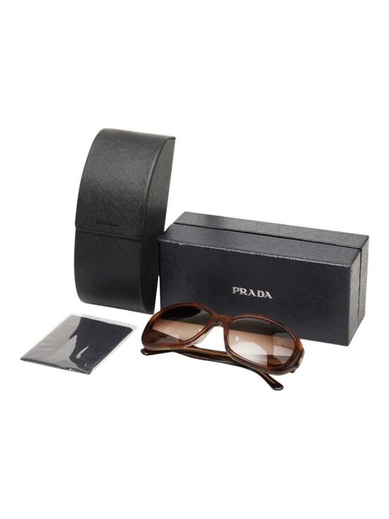 Prada Asian Fit Logo Square Sunglasses Brown Acetate 1- Eyewear main image 7